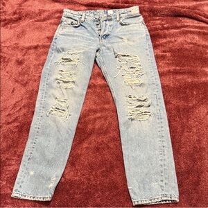 Trendy Distressed Blue Boyfriend Jeans